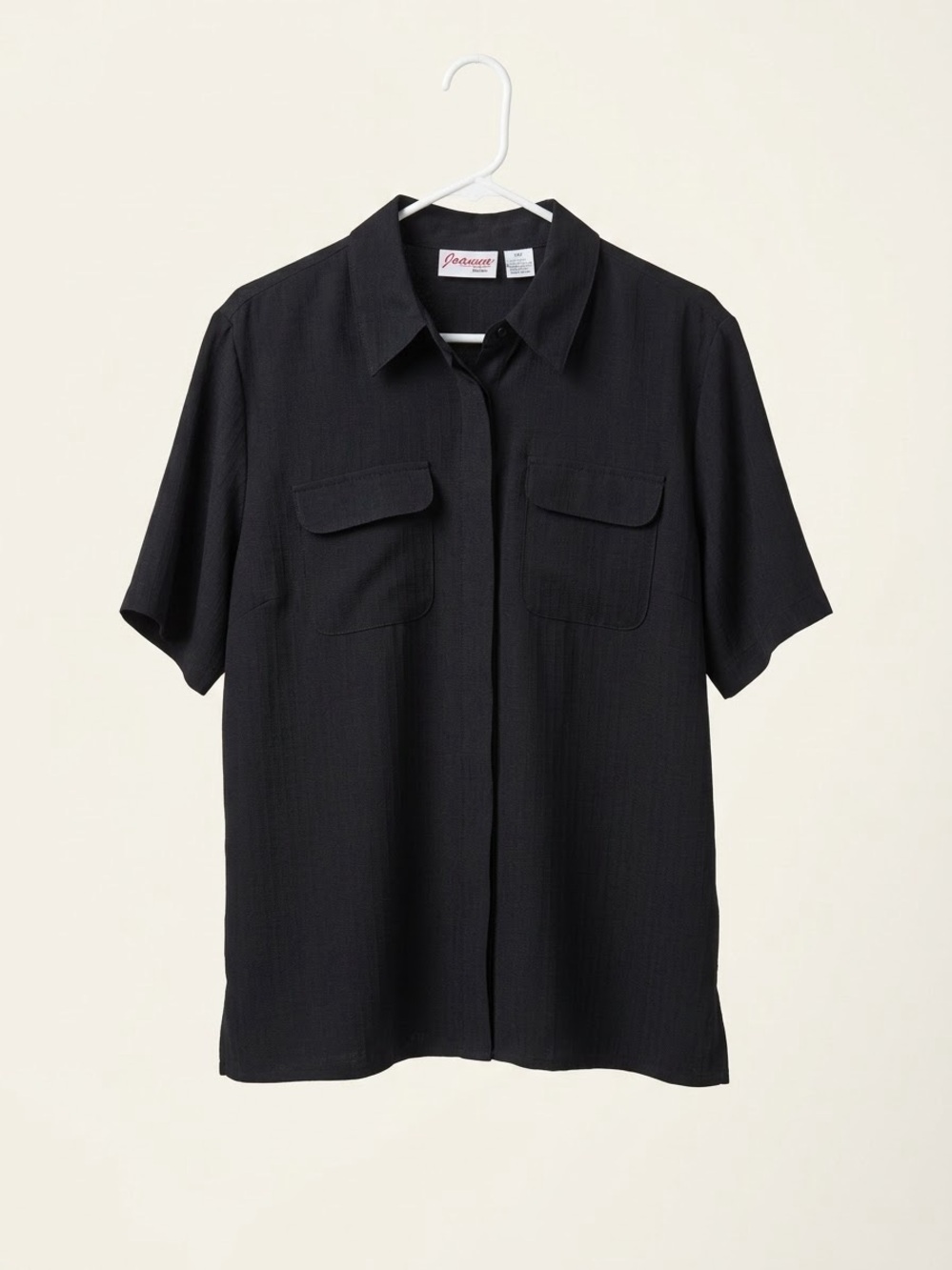 Vintage Joanna Plus Black Button-Up Short Sleeve Blouse – Size 18W